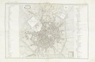 cca 1845 Pianta della citta di Milano / Venezia. Atlante Geografico dellItalia - Regno Lombardo-Veneto No. 10-11. / Milánó és Velence rézmetszetű térképe, sérülésekkel, 61x42,5 cm