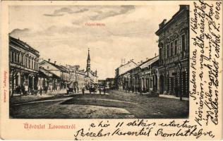 1905 Losonc, Lucenec; Gácsi utca, Belach Lajos üzlete. Redlinger kiadása / street, shop