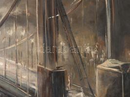 MCP jelzéssel: Híd. Olaj, falemez, kissé sérült. 108x70 cm. KIZÁRÓLAG SZEMÉLYES ÁTVÉTEL, NEM POSTÁZZ...