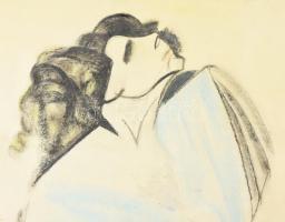 Scheiber (?) jelzéssel: Dáma. Vegyes technika, papír, farostra ragasztva. Hátoldalán MNG kiviteli bé...