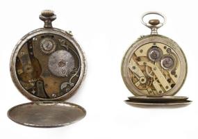 2 db régi zsebóra, sérült, hibás állapotban, d: 42-50 mm