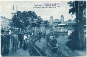 1916 Budapest XIV. Angol (Nemzeti) Park (vidámpark), Parkvasút kisvasút, gőzmozdony, vonat, Csodakerék. Igazgató tulajdonos Meinhardt Fr. Curt