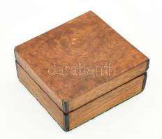 Antik réz iránytű, fa dobozában, 7x7x3,5 cm