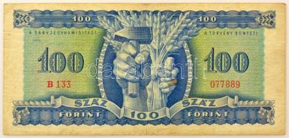 1946. 100Ft "B 133 077889" T:F erős papír / Hungary 1946. 100 Forint "B 133 077889&qu...