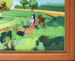 B. Séday Mária (1925-2009): Naplemente (Tolcsvai táj). Olaj, farost, jelezve jobbra lent, hátoldalán...