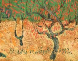 Batári László (1920-1997): Balatoni látkép. Olaj, vászon. Jelezve jobbra lent. Hátoldalán autográf f...