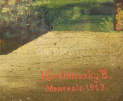 Karabinszky B jelzéssel: Monreale. Vegyes technika, karton, sérült. Dekoratív, üvegezett fakeretben....