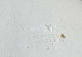 3 db kerámia tányér. Apátfalva. Kézzel festett, jelzett, repedéssel. + 2 db Pázmány kerámia tányér. ...