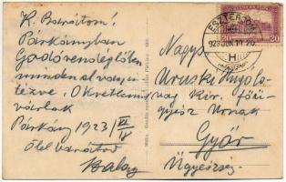 1923 Párkány, Parkan, Stúrovo; Rákóczy út felső része, Kereskedelmi részvénytársaság. Gondós nyomda ...