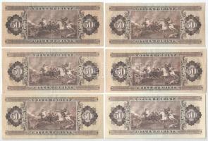 1965-1989. 50Ft (6xklf, az 1980-as évjárat ferde nyomattal) T:F,VG közte szép papír