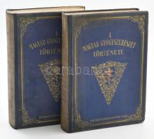 Baradlai János - Bársony Elemér: A magyarországi gyógyszerészet története I-II. köt. Baradlai János: I. köt.: Az ősidőktől 1800-ig. Bársony Elemér: II. köt.: 1800-tól a legújabb időkig. Függelék: A magyarországi gyógyszertártulajdonosok arcképcsarnoka. Bp., 1930, A Magyarországi Gyógyszerész-Egyesület,(Kunossy-ny.), 493 p.;711+1+64 (arcképcsarnok) p. Egyetlen kiadás! Kiadói aranyozott egészvászon-kötés, kopott borítóval, javított kötéssel és gerinccel, régi bélyegzésekkel.