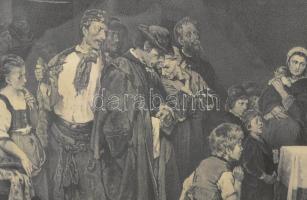 Munkácsy Mihály (1844-1900) festménye után, kőre rajzolta Kollarcz Ferenc (1825-1894): Siralomház. L...