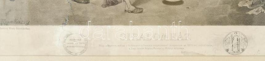 Munkácsy Mihály (1844-1900) festménye után, kőre rajzolta Kollarcz Ferenc (1825-1894): Siralomház. L...