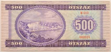 1969. 500Ft alacsonyabb "E 010 000624" sorszámmal T:AU hullámos papír / Hungary 1969. 500 ...