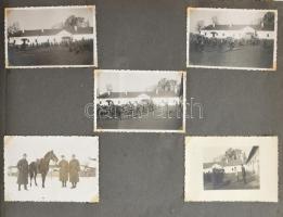 cca 1942-1944 Magyar katonák a Don-kanyarban, albumba ragasztott fotók, rajzok, stb., vegyes méretű ...