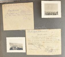 cca 1942-1944 Magyar katonák a Don-kanyarban, albumba ragasztott fotók, rajzok, stb., vegyes méretű ...