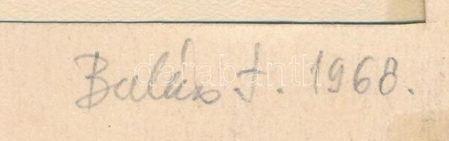 Balázs Imre (1931-2012): Erdélyi táj, 1968. Tus, akvarell, papír, jelzett. Paszpartuban. 17x12 cm