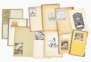 11 db vegyes ex libris, könyvborítókon, címlapon