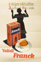A Franck kávé helyes elkészítése, reklámplakát, javított, szakadásokkal, 75×114 cm