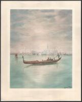 Olvashatatlan jelzéssel: Velencei gondola. Akvarell, papír, paszpartuban. 27x21,5 cm