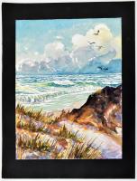 Schuster jelzéssel: Tengerparti dűnék. Akvarell, papír. Kartonra kasírozva. 32x24 cm