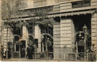 1914 Budapest VIII. Café Magyar Szalon Kávéház az Üllői út felől. Tulajdonos Jakobovics és Fia. Baross utca 11. / Üllői út 14. (fl)