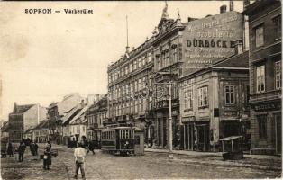 Sopron, Várkerület, villamos, Dürböck szobafestő reklámja. Kummert L. utóda kiadása (EK)