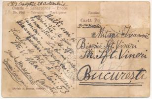 1927 Szászváros, Broos, Orastie; Tér utca, Központi- és Korona szálloda, üzletek. Kiadja A. Branga /...