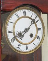 Nagy méretű felesütős, igajáratos falióra, szép tokkal, fazettált üvegekkel, zománc számlappal, súly...