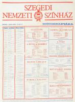 1983 Szegedi Nemzeti Színház január havi műsornaptára, nagyméretű plakát, hajtva, 84x59 cm