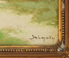 Szigety jelzéssel, 1920-40 körül: Élet a tanyán. Olaj, vászon. Dekoratív, sérült korabeli fakeretben...