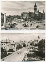 Győr - 6 db MODERN város képeslap: vasútállomás, Vörös Csillag szálloda, Jedlik Ányos utca, Szabadsá...