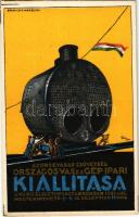 1921 Budapest, Az Országos Vasas Szövetség Országos Vas és Gépipari Kiállítása, reklám; Bruchsteiner és fia / Hungarian iron and machine industrial exhibition advertisement s: Tary (EK)