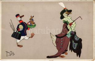 Húsvét, Liba hölgy és londinere / Easter, Goose lady and her bellboy. Nr. 407. s: Arthur Thiele (EB)
