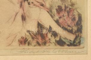 Prihoda István (1891-1965): Három grácia. Színezett rézkarc, papír, jelzett. Lapon apró foltokkal. Ü...