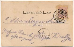 1899 (Vorläufer) Eperjes, Presov; Izraelita neológ templom, zsinagóga, népiskola, Honvéd laktanya, S...