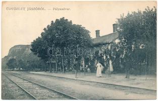 1913 Jászó, Jászóvár, Jasov; pályaudvar, vasútállomás. Szily János kiadása / railway station + TORNA-KASSA 165 vasúti mozgóposta