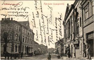 1906 Losonc, Lucenec; Kossuth Lajos utca, Lichtenstern Emil üzlete, Városi szálló. Redlinger Ignác kiadása / street, shop, hotel (EK)