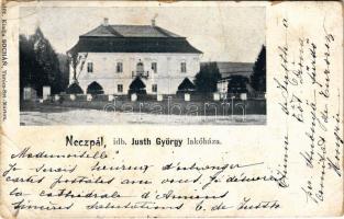 1903 Necpál, Necpaly (Túrócszentmárton, Martin); Stary kastiel Justhovsky. Sochán 101 / idb. Justh György lakóháza, kastélya és saját levele / castle. Owners letter (EB)