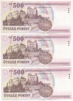 1998. 500Ft (3x) sorszámkövetők, "EA 9067241 - EA 9067243" T:UNC Adamo F54