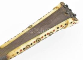 Choora, afgán tőr, XIX. sz., berakásos csont markolattal, bambusz hüvellyel, h: 30 cm / Choora, Afgh...