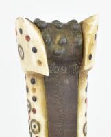 Choora, afgán tőr, XIX. sz., berakásos csont markolattal, bambusz hüvellyel, h: 30 cm / Choora, Afgh...