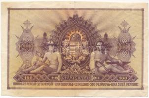 1943. 100P "Szálasi-kiadás" kiadatlan, sor- és sorozatszám nélkül, ívből kivágva T:F fo. H...