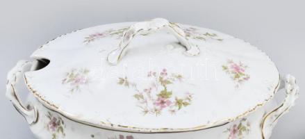 16 darabos antik porcelán étkészlet, kopott, hiányos, sorszámozással, matricás