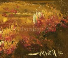 Turza Ferenc (1945-2022): Folyó nyárfákkal. Olaj, farost, jelzett, masszív fa keretben 40x50 cm