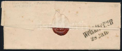 1859 Unpaid cover "Skalitz" + "K.K. FAHRENDES POSTAMT No.3." 1859 20kr portós le...