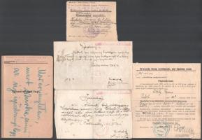 cca 1919-1943 Vegyes okmány tétel ugyan annak a személynek a részére, későbbi karpaszományos t. őrve...