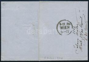 1859 3 x 5kr type I. on cover "PESTH" (Ferchenbauer EUR 275,-) 1859 3 x 5kr I. típus enyhé...