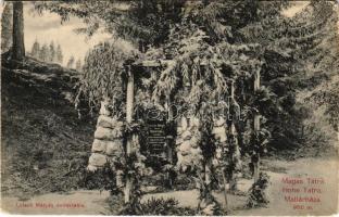 1912 Matlárháza, Matliary, Tatranské Matliare (Magas-Tátra, Vysoké Tatry); Loisch Mátyás emléktábla (Matlárháza alapítója). Kuszmann Gyula kiadása / commemorative plaque for the founder of the place (EK)