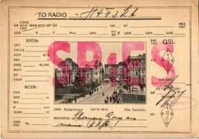 Bydgoszcz, Bromberg; lengyel QSL, azaz rádióamatőr összeköttetést igazoló lap a város nevezetességei...